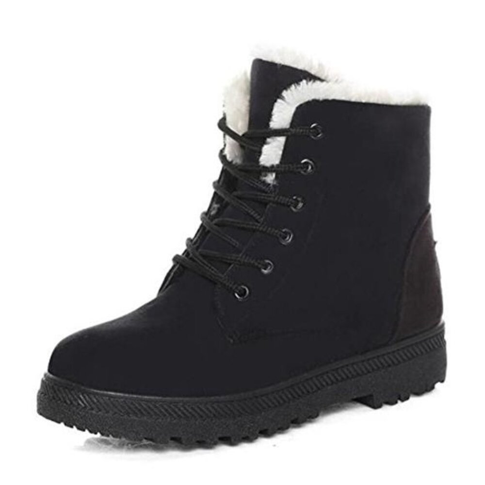 womens winter snow boots fur lined lace up ankle boots warm non slip platform
